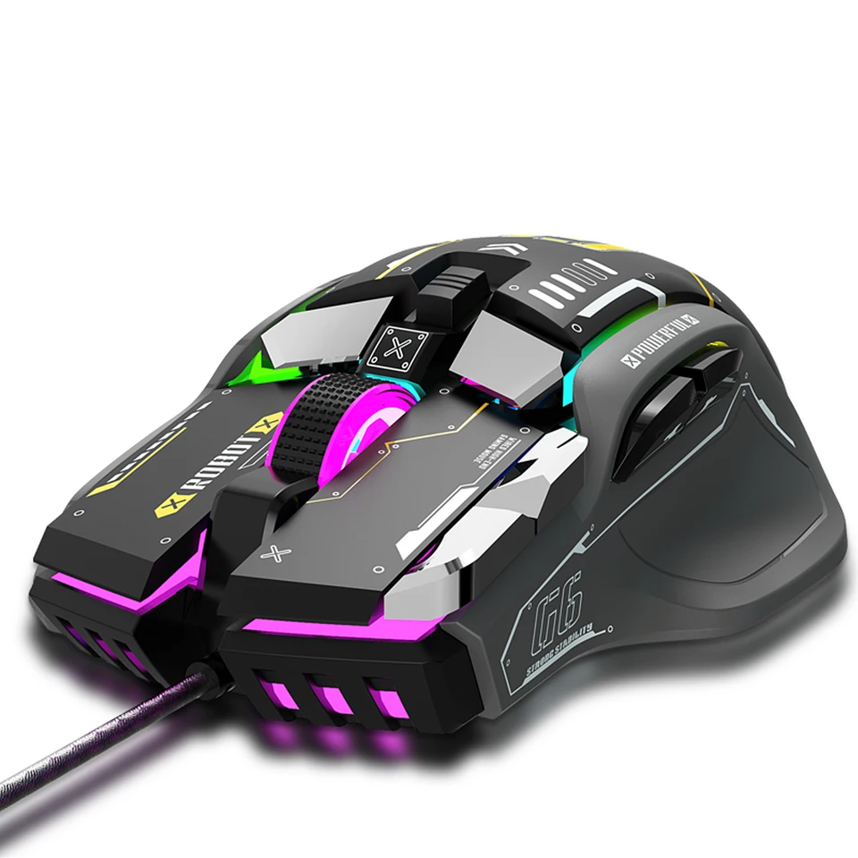 G6 RGB 12-key Mechanical Mouse Wired Gaming ergonomický dizajn 10-kľúčový makro programovateľné nastavenie 6-stupňové nastaviteľné nastaviteľné 12800DPI