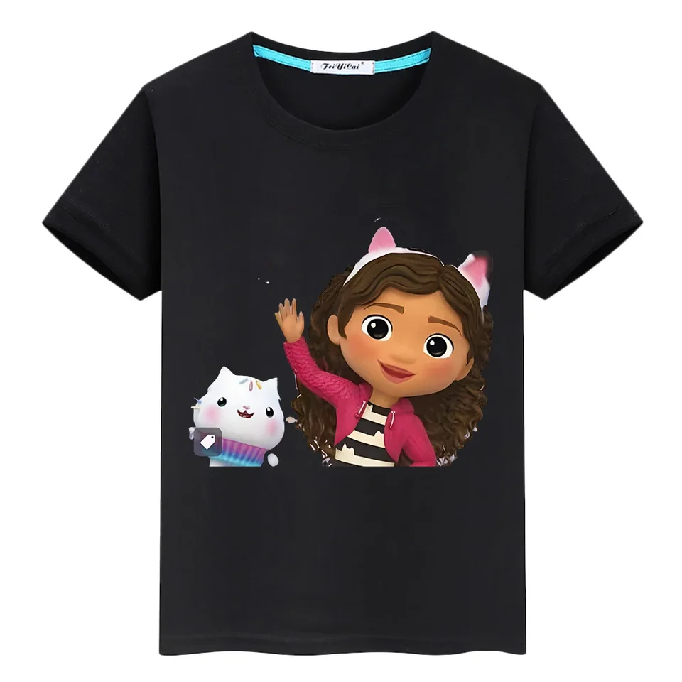Gabbys Dollhouse kawaii s krátkym rukávom Tops Tlač Tričko 100%bavlnená pýcha tričko Anime y2k detský deň darček pre deti oblečenie dievčat