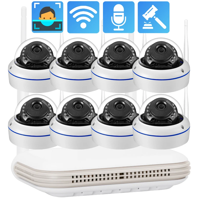 Gadinan 3MP Mini WiFi Dome Camera Detect System 8ch IR nočné videnie CCTV Video Wireless Surveillance Kit