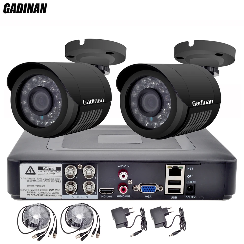 Gadinan 4CH AHD 1080N DVR s 2pcs 720p/960p/1080p Voliteľné poveternostné guľky CCTV CCTV Domáci kamery DVR súprava DVR
