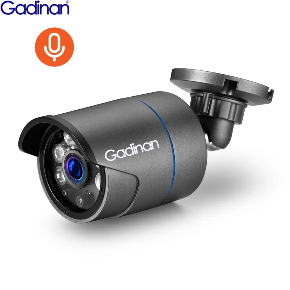 Gadinan 4MP 3MP 1080p 2,0MP H.265+ Porovnanie bezpečnostnej tváre CCTV zvukový zvuk Mikrofónu Outdoor Bullet IP Camera 48v Poe Xmeye