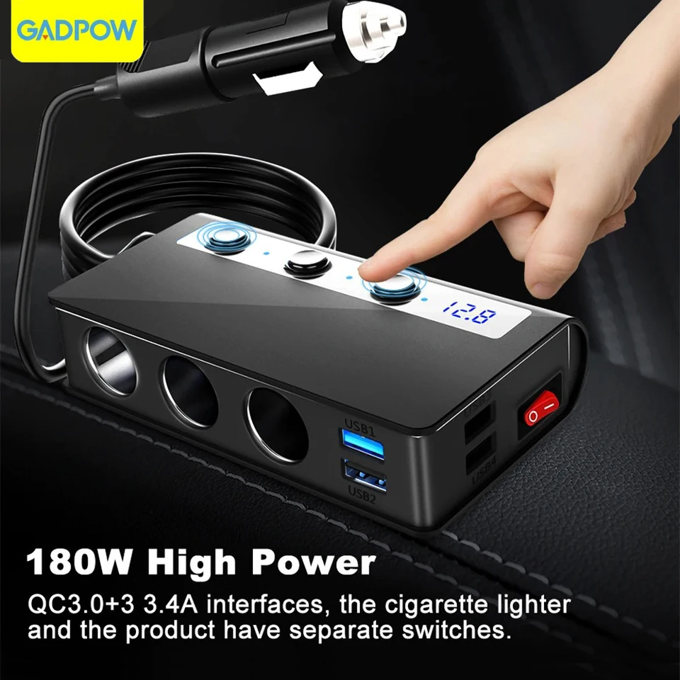 Gadpow Quick Multi Ports 3.0 Svetlejšia nabíjačka s portmi USB rýchla cigara