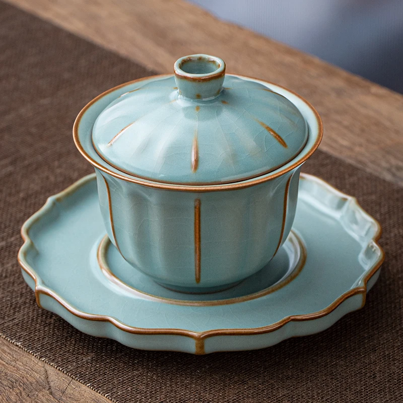 Gaiwan Chawan Tea Cup Puer Bowl Set Soup Tureen Čínske hrnčeky porcelán keramické keramické obrady Embryo biely akadama