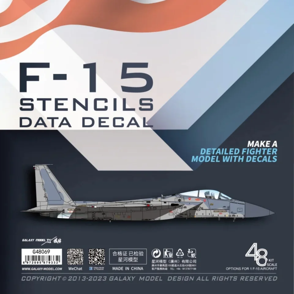 Galaxy G48069 1/48 Stupnica F-15 Eagle Stencils Dátové nálepky pre F-15 Model Aircraft Model Building Tools Hobby DIY vodné nálepky