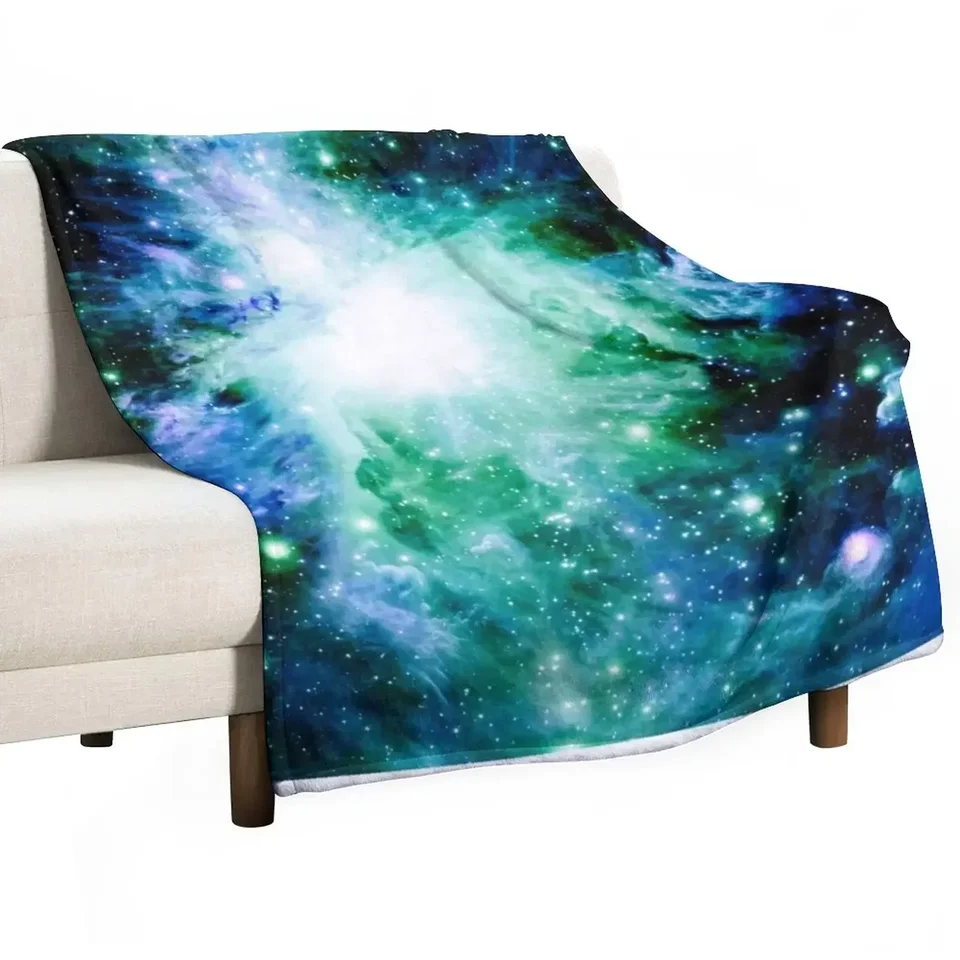 Galaxy Orion hmlovina modrá teal zelená hádzanie prikrývky detských prikrývok