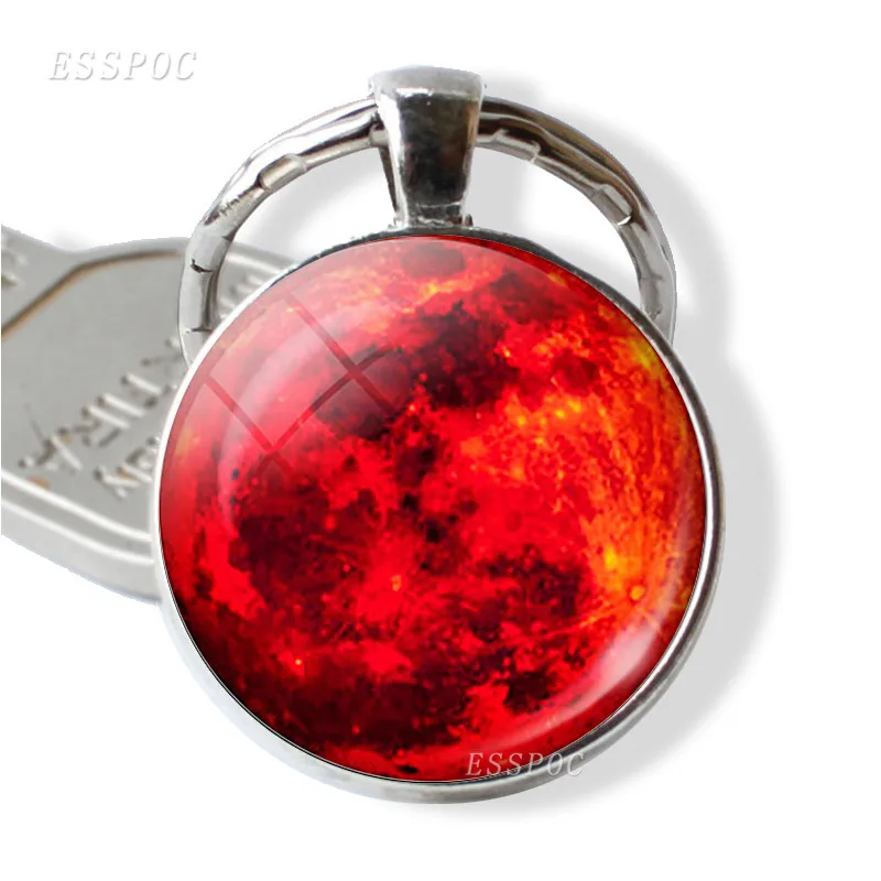 Galaxy Planet Saturn Jupiter Moon z nehrdzavejúcej ocele Keychain Keyring Solar Systém prívesok Kľúčový reťaze