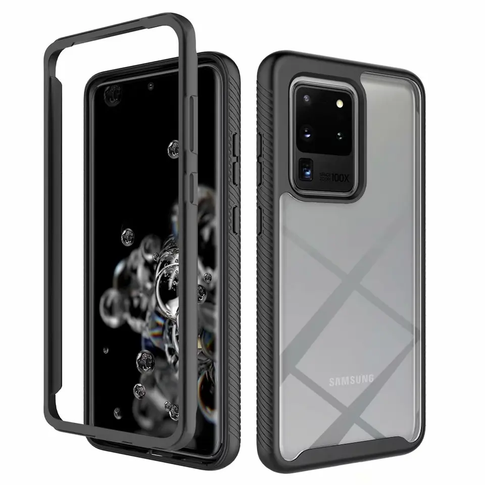 Galaxy S20 Ultra Case, Rugged Cover Soft TPU + Tvrdý nárazník PC Clear Case pre kryt Samsung Galaxy S20 Plus / S20