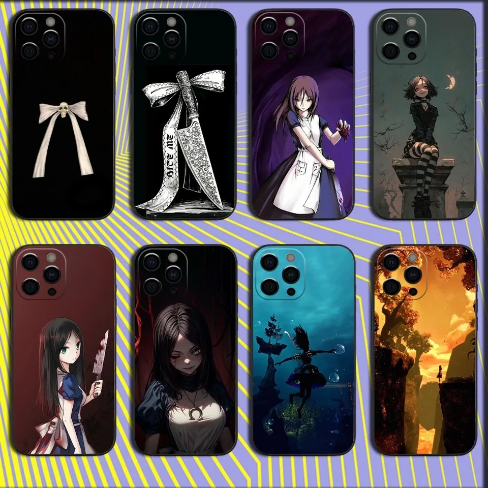 Game A-Alice Madness vracia puzdro na telefón pre iPhone 16,15,14,13,12,11, Pro, X, XS, Max, XR, Plus, Mini Soft Black Cover