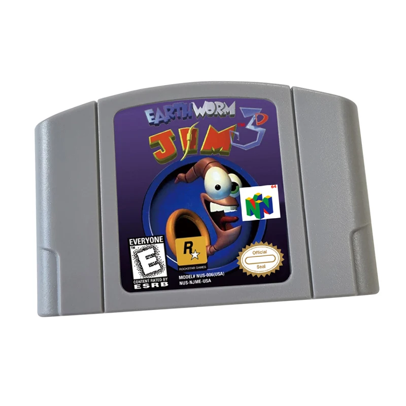 Game Cabtridge pre N64 Earthworm-Jim-3D grafická karta v USA.