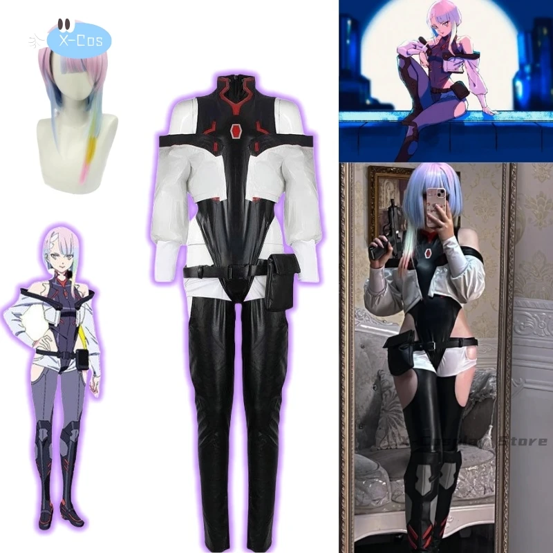 Game Cyber ​​Lucy Punk kostým cosplay anime sexy ženy kombinéza kombinézy Lucy Wig role Play Uniformné halloweenské oblečenie
