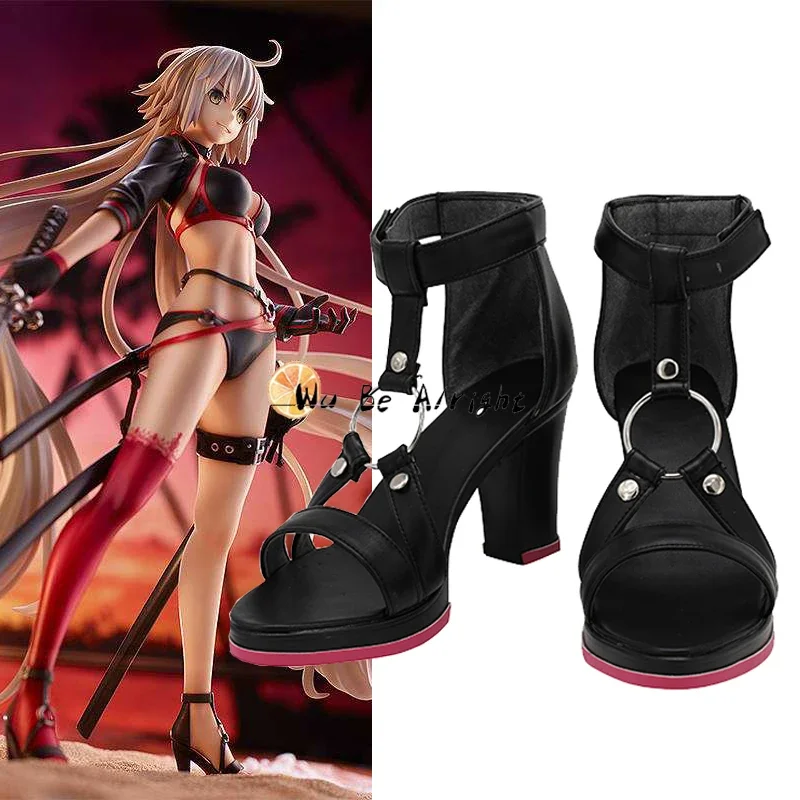 Game Fgo osud Grand Order Jeanne Darc alter cosplay topánky na mieru vyrobené kožené vysoké podpätky pre ženy dievčatá Halloween Carnival Prop