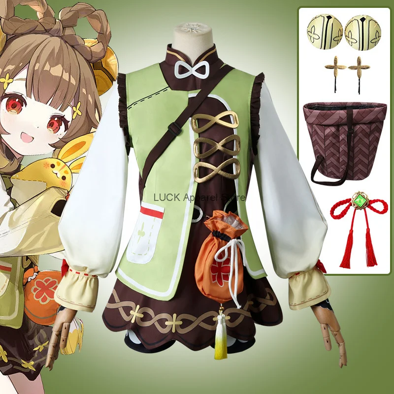 Game Genshin Impact Cosplay kostým Žena Yaoyao Cosplay Dámsky jaoyao herný oblečenie batoh animácie oblek roztomilé luolita šaty