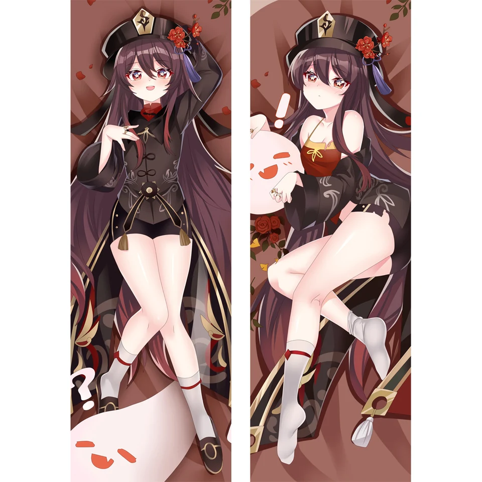 Game Genshin Impact hu tao vankúšový puzdro Dakimakura Two-Side Tlated 3D tlačená broskyňa vankúš