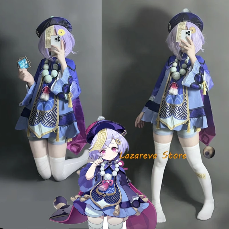 Game Genshin Impact Project Qiqi Cosplay Genshin Impact Plné parochne topánky klobúk Halloween vianočný kostým zombie detské šaty