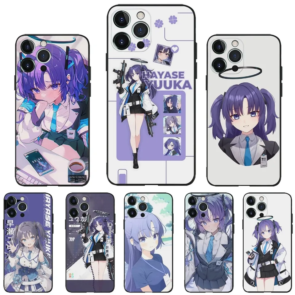 Game Hayase Yuuka Telefón pre iPhone 16,15,14,13,12,11, Plus, Pro Max, XS, X, XR, SE, MINI, 8,7 Soft Silikone Black Cover
