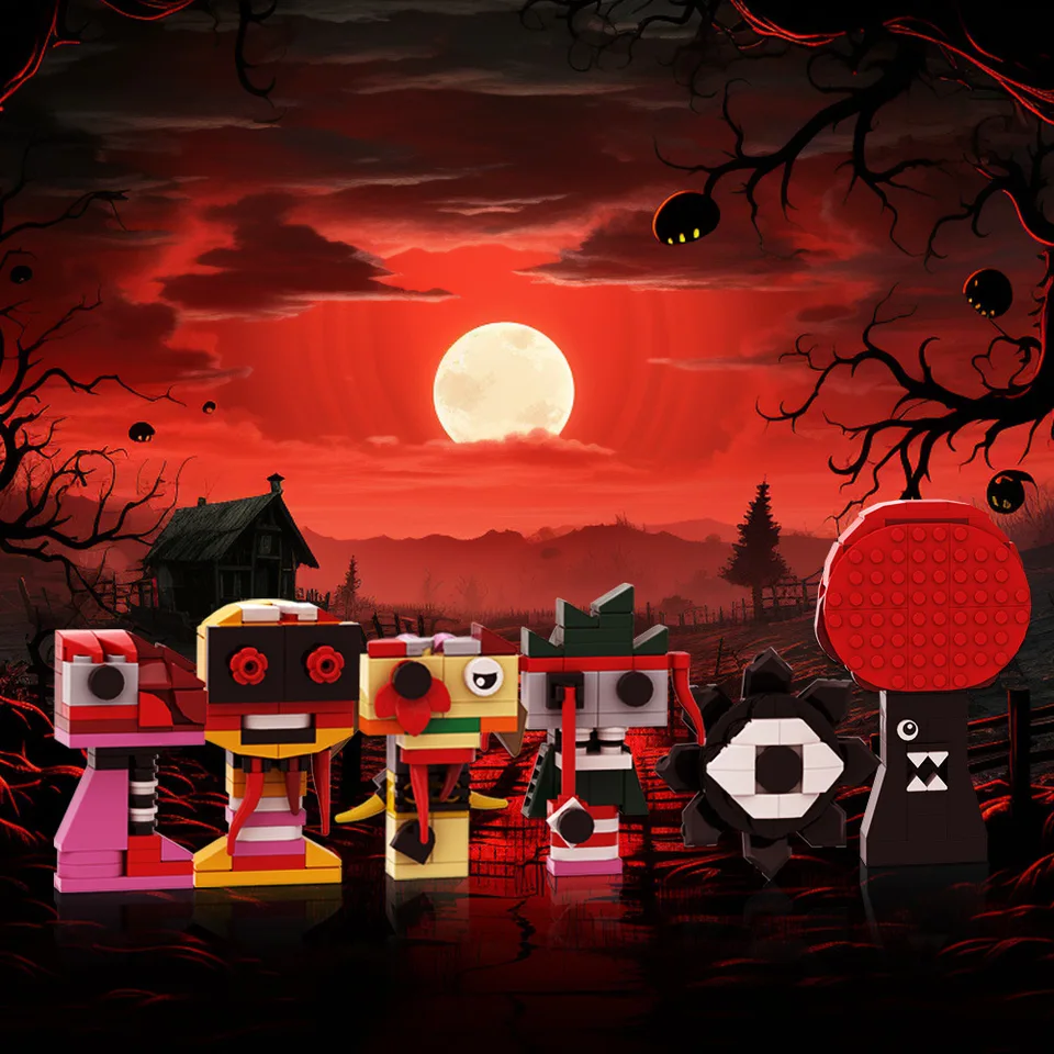 Game Incredibox Sprunki Buildi Blocks Elf Doll Dark Horror Action Figure Zhromaždená granulovaná tehlová hračka Halloween vianočný darček