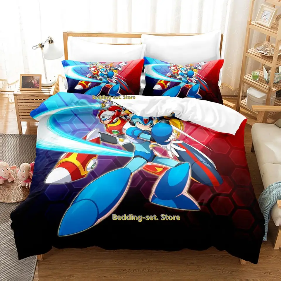 Game Mega Man X Dive Bedding Set Single Twin Full Queen King Set Set set set pre dospelých detské spálne Duvetcover Sets Anime Bed Set Set