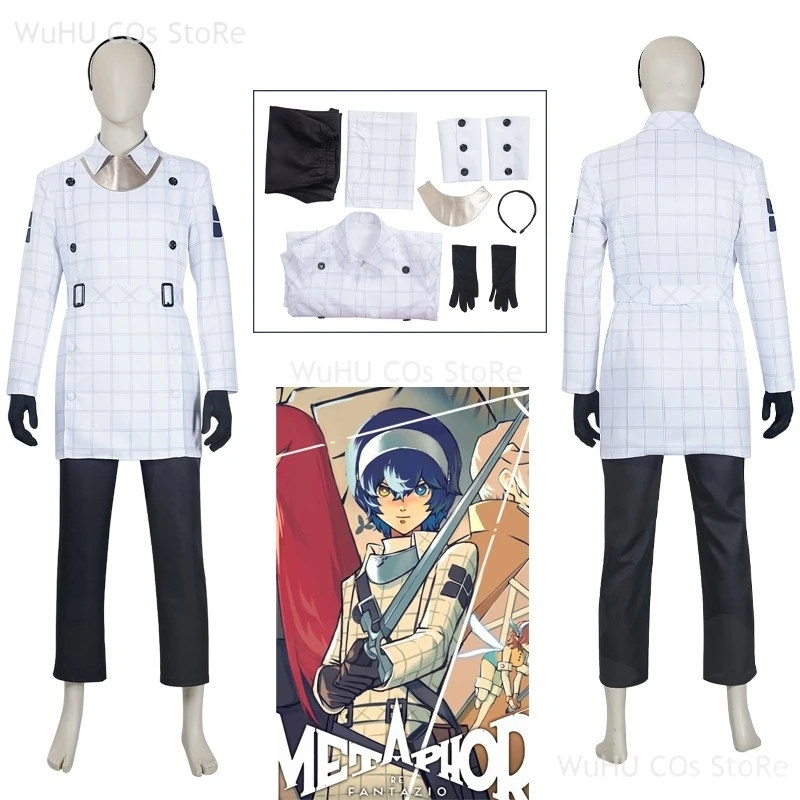 Game Metafora Refantazio bude kapitán cestovný chlapec Cosplay kostýmov muži biely uniforma oblek Halloween Carnival Party Outfits
