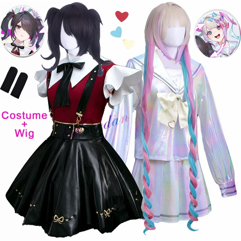 Game Needy Girl predávkovanie cosplay kostým parochňou anime jk uniforma kožená sukňa sada priepasti Kangel ame chan cosplay kostým