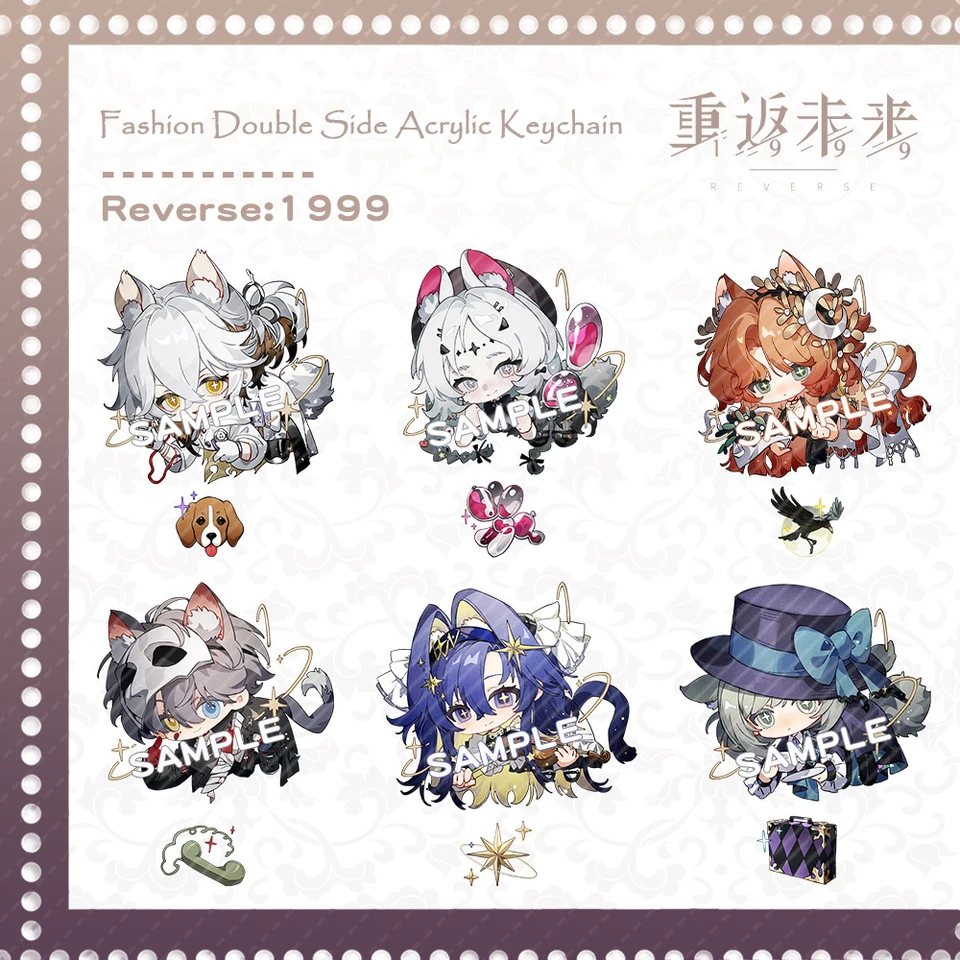 Game Reverse 1999 Anime Keychain Vertin Sonetto Regulus Druvis III Akrylový kľúčový reťazec Ženy Muži vrecko prívesok kreslený tovar Zhromažďovanie