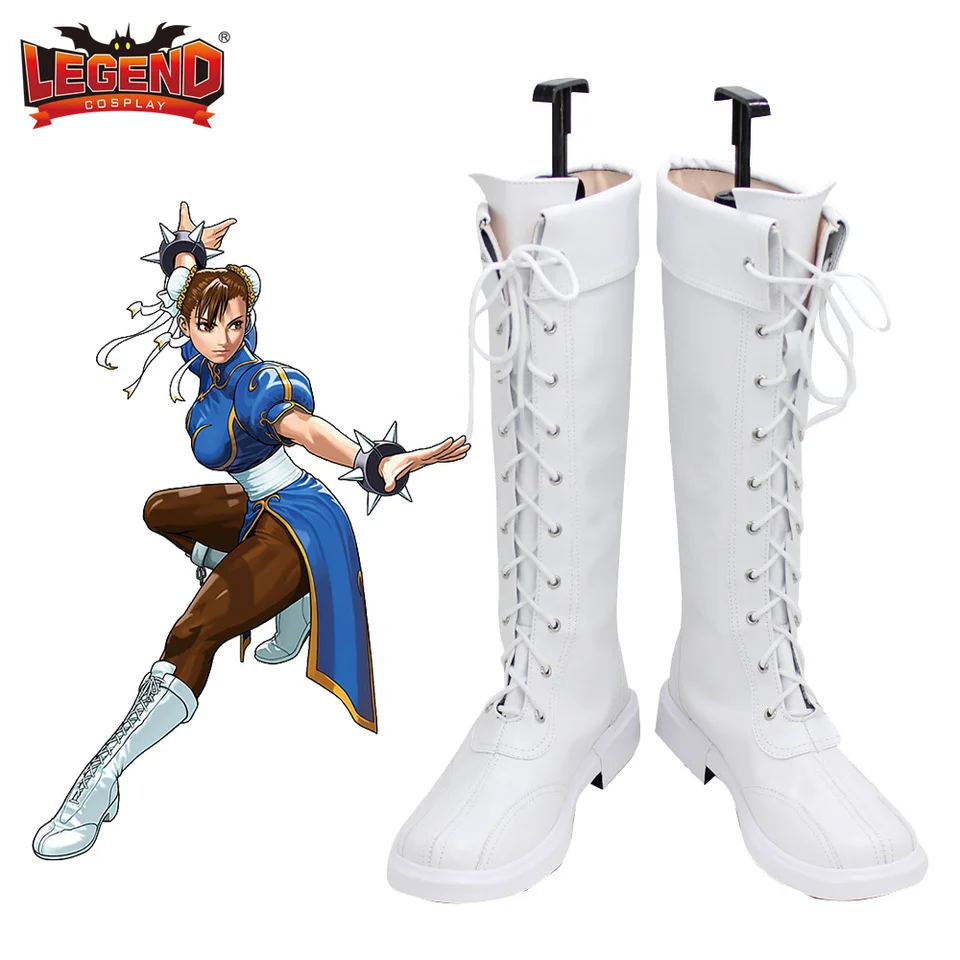 Game Street Chun Li Cosplay kostým chunli cosplay biele topánky topánky doplnky Halloween Carnival Party outfit pre ženy