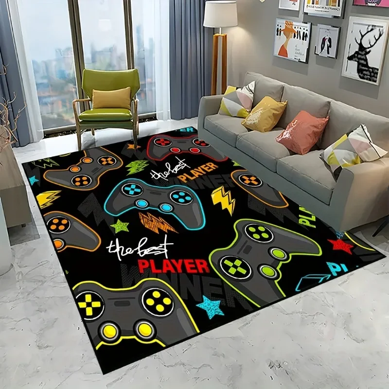Gamer Carpet Funny Black Game Controller Rats pre deti mäkké koberce Gaming Anime Gamerova stolička Koberček Veľký koberec obývacia izba Boys