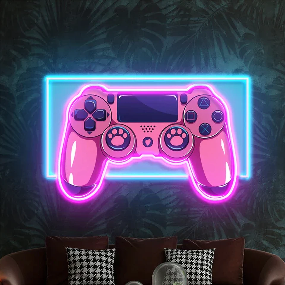 Gamer Neon Sign UV tlačený ovládač hry Neon Sign Room Room Art Decor Domov Bar Club Wall Decor Darček