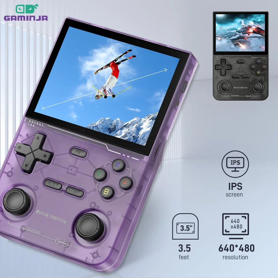Gaminja K36 Ručná hra Game Console 3.5inch IPS 640x480 Postavaná v 64 GB Memory Classic Games Prenosná ručná herná konzola