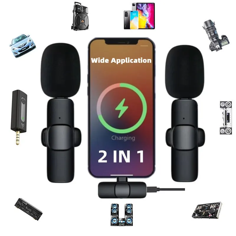 Gaminja Wireless Lavalier Microfone Prenosný zvukový videozáznam Mini mikrofón pre iPhone Android Live Broadcast Gaming Phone MIC1