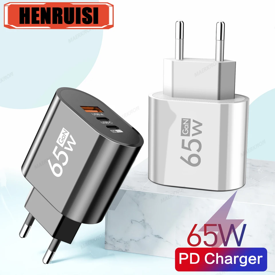 Gan 65W USB C nabíjačka rýchle nabíjacie nabíjačka 3.0 Typ C Nápis steny pre iPhone 15 14 13 Pro Xiaomi Samsung Mobile Phone Adapter