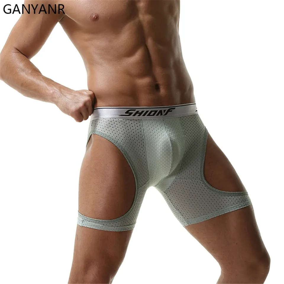 Ganyanr bežecké pančucháče Men Sexy kompresné kraťasy legíny fitness športové oblečenie Sport track track gay penis vrecko joggingový tréning