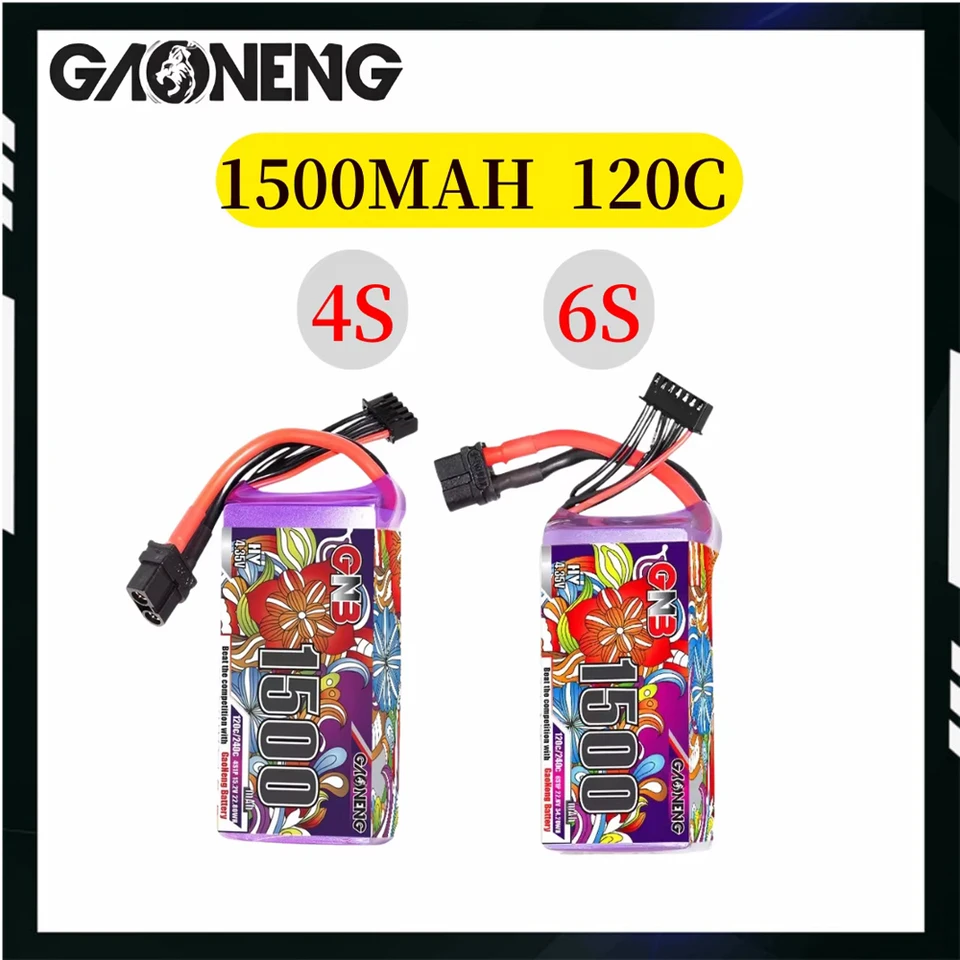 Gaoneng GnB 1500MAH 120C 4S 15,2V 6S 22,8V LIHV LiPo batéria s XT60 Plug Light Weight Nový model Vysoká rýchlosť C pre RC FPV Drone