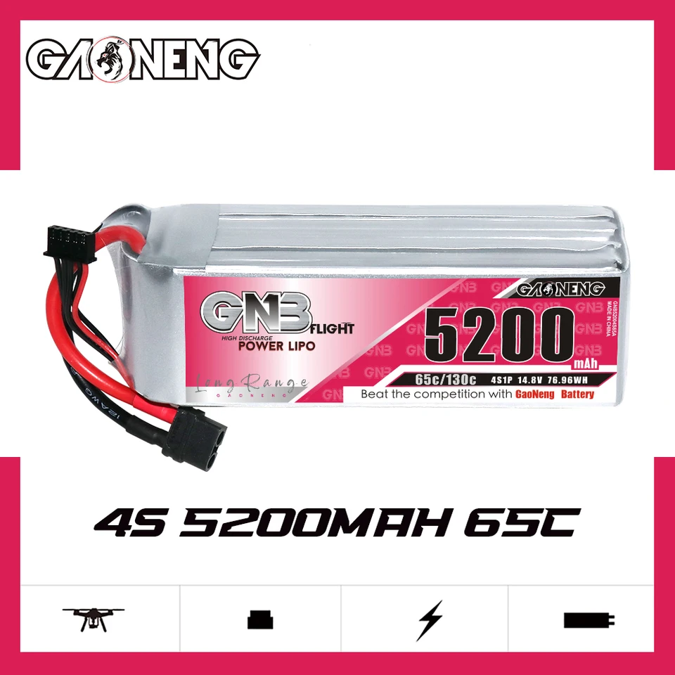 Gaoneng GNB 5200MAH 4S 65C 130C 14.8V XT60 LiPo batéria 1/8 1: 8 Scale RC Hobby Models Modely Veľké rozsah Sport RC aerrobatické lietadlo