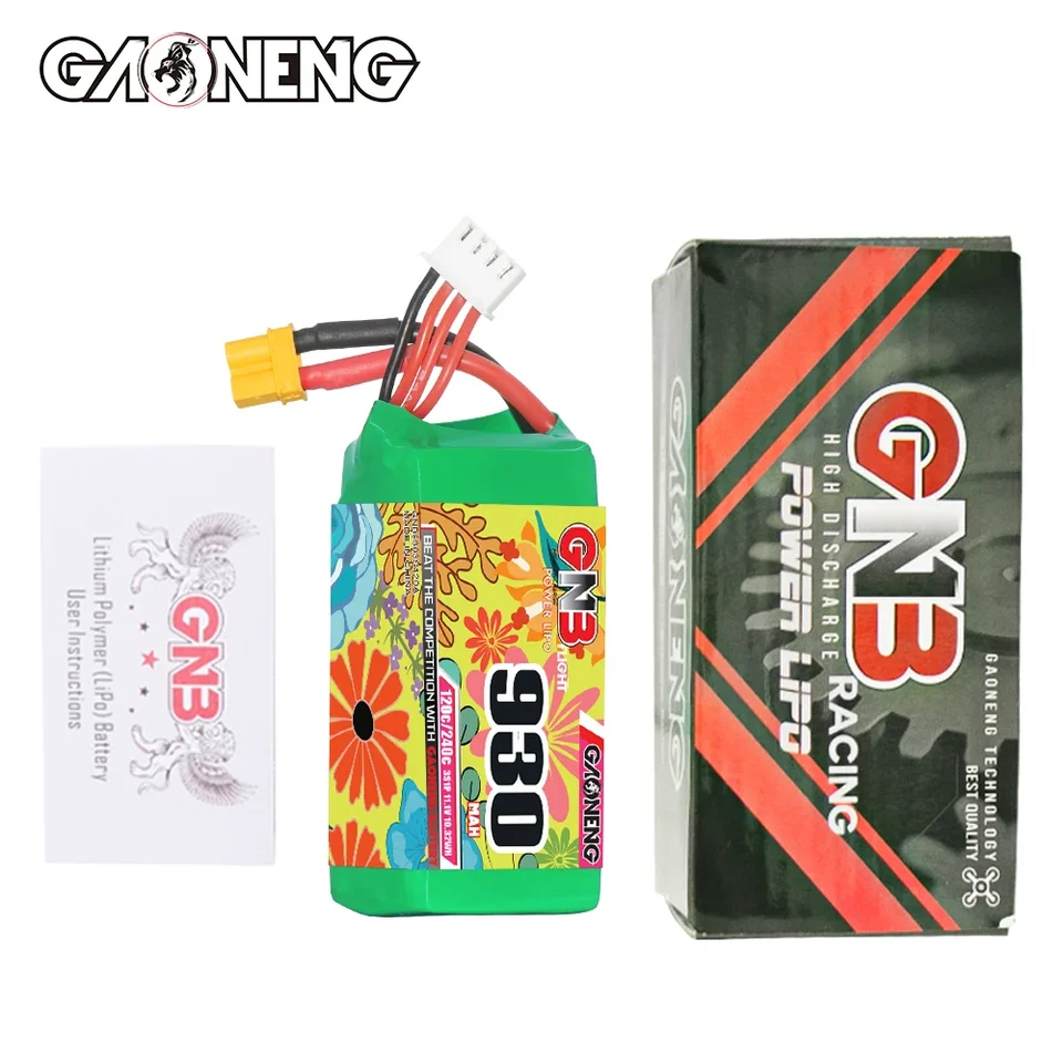 Gaoneng GNB 930MAH 120C 2S 7,4V 3S 11,1V 4S 14,8V 6S 22.2V LiPo batéria s konektorom zástrčky XT30 pre FPV Racing Drone