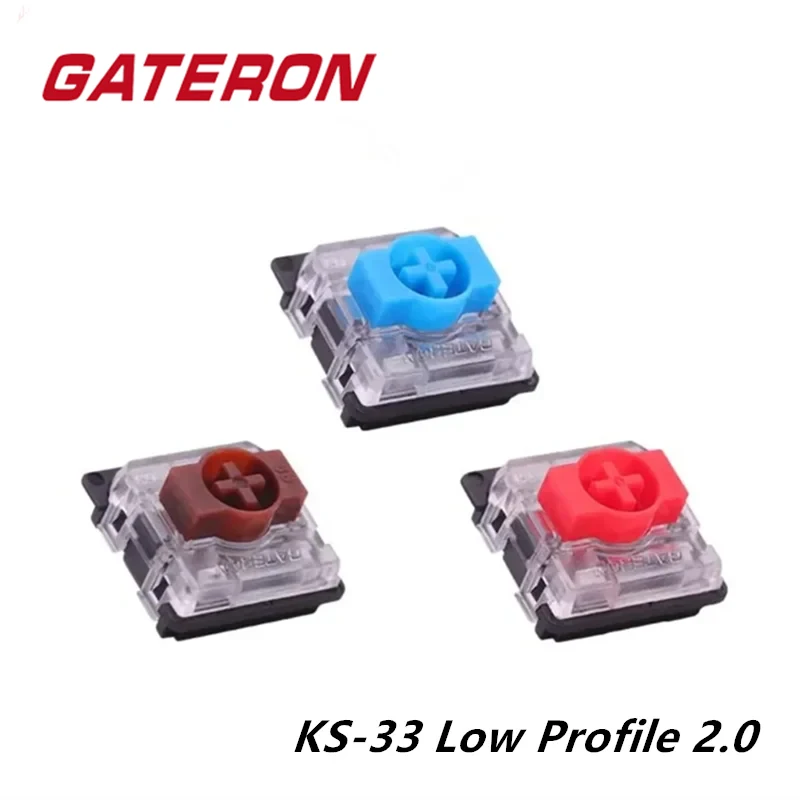 Gateron KS-33 Nízky profil 2.0 spínač 3 PIN modrá červená hnedá RGB Prispôsobená DIY Hot Swap Mechanická klávesnica Air60 Air75 K1 K3 K7