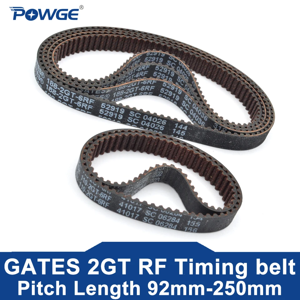 Gates Grip GT 2GT RF Timing Belt LP = 92 110 114 116 120 122 126 128 130 158 160 168 172 184 188 200 202 204 220 250 Šírka 6 mm