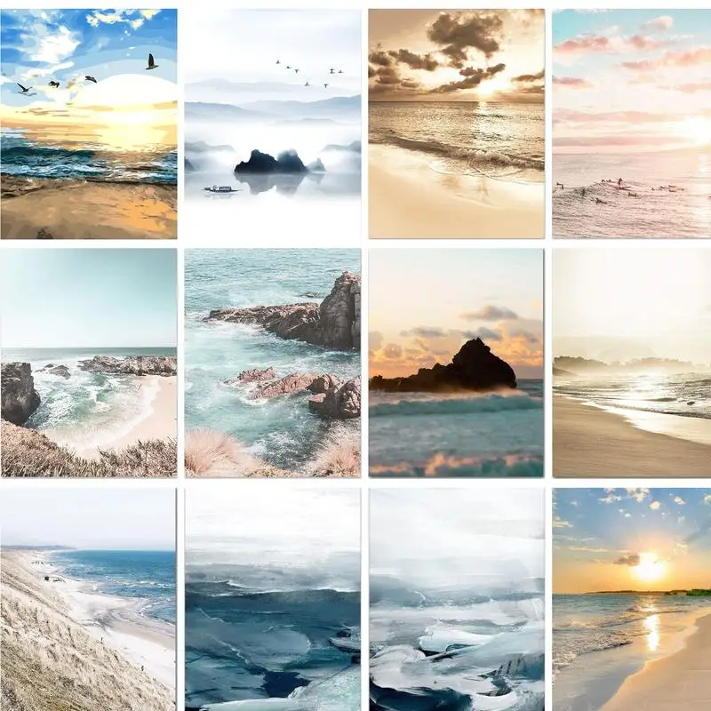 Gatyztory 40x50cm maľba podľa čísel Seascape pre dospelých Kids Diy Darčekové umelecké diela remeselnícky nástenné umenie ľahké pre začiatočníkov