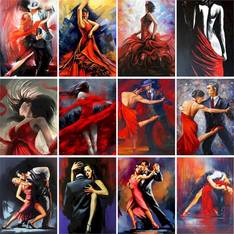 Gatyztory 60x75cm olejomaľba podľa čísel Dancing Ženy DIY farba podľa čísel na plátne domáce dekorácie bezrámové digitálne maľovanie