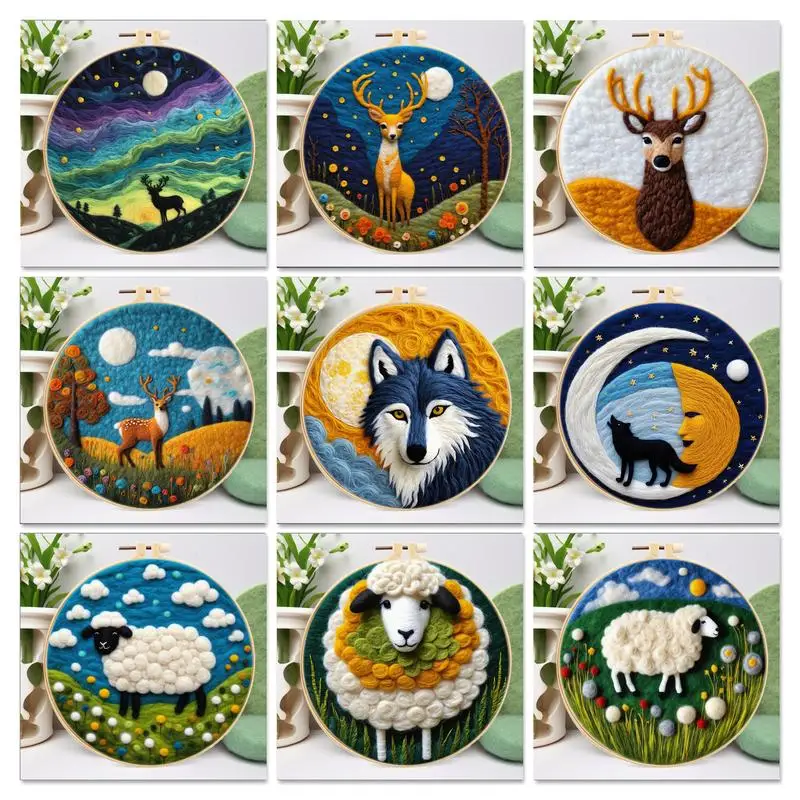 Gatyztory DIY vlna maľba výšivka Kreatívna DIY vlnená ihla Felt Picture Kit Craft maľba darček pre mamičky priateľov