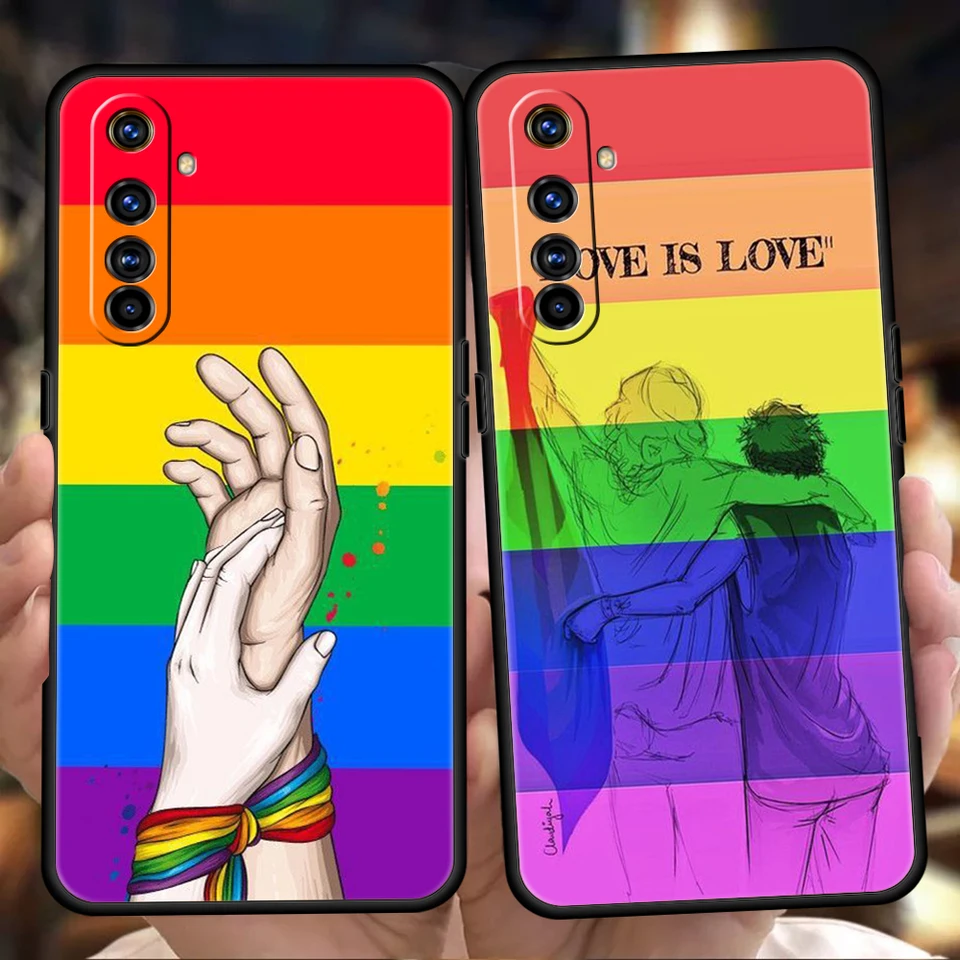 Gay Lesbian LGBT Rainbow Pride Art Case pre Realme 8 9 Pro Plus 8i 9i 6 7 GT2 C21 C25 C3 C11 11 Pro 5G Plus silikónový škrupina
