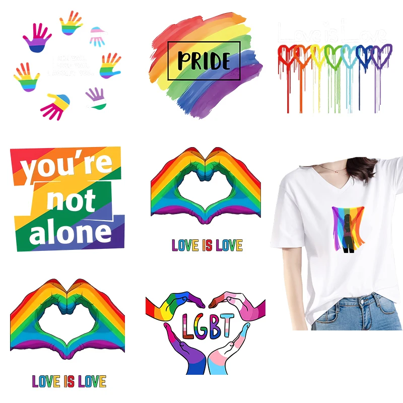 Gay Pride LGBT Železo na prevodoch na odevné nálepky termoadhezívne DIY láska srdce dúhová vlajka Termálne nálepky Termálne nálepky
