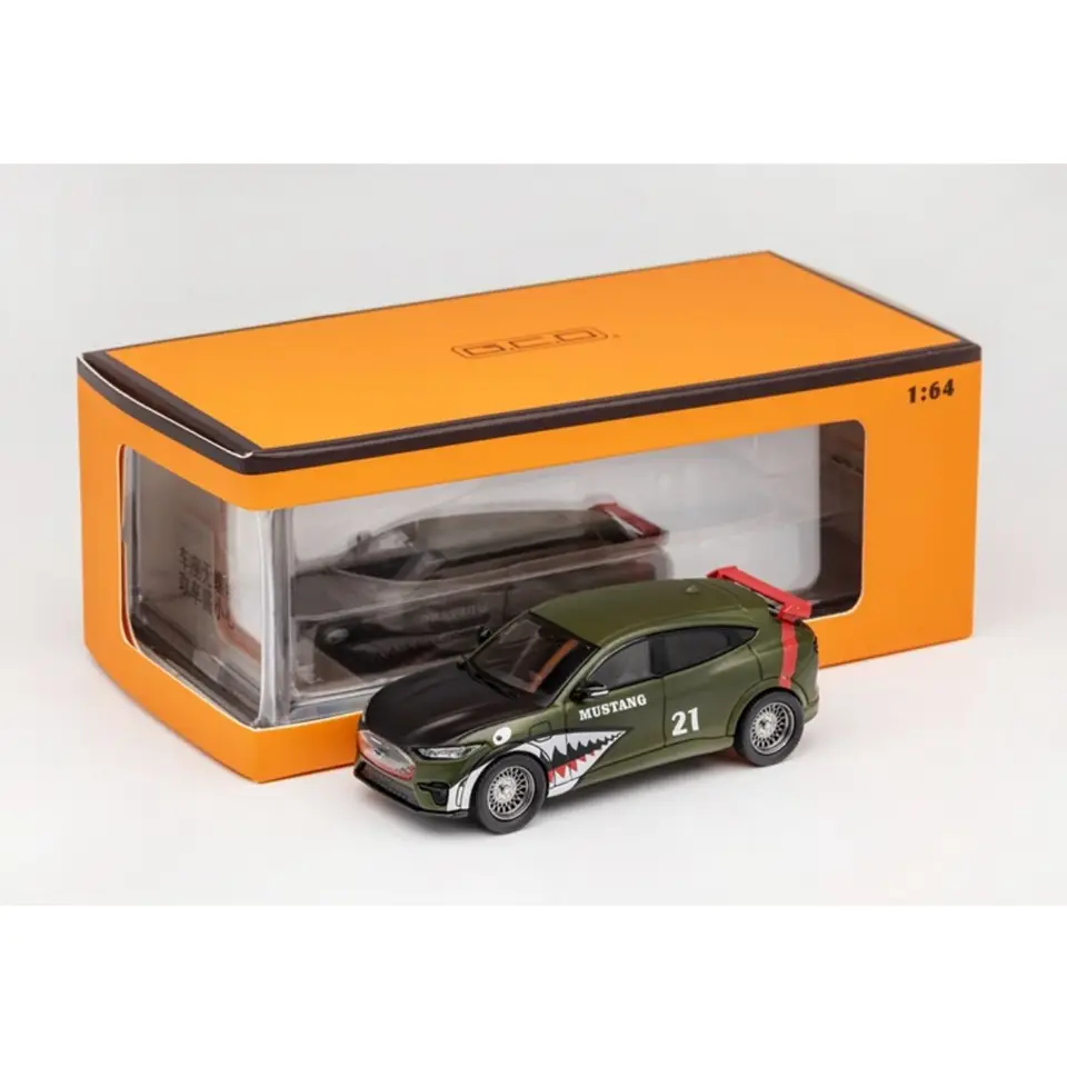 GCD 1:64 Ford Mustang Electric Horse Flying Tigers Livery Collection Collection Die Cast zliatiny Model dekorácie Darček
