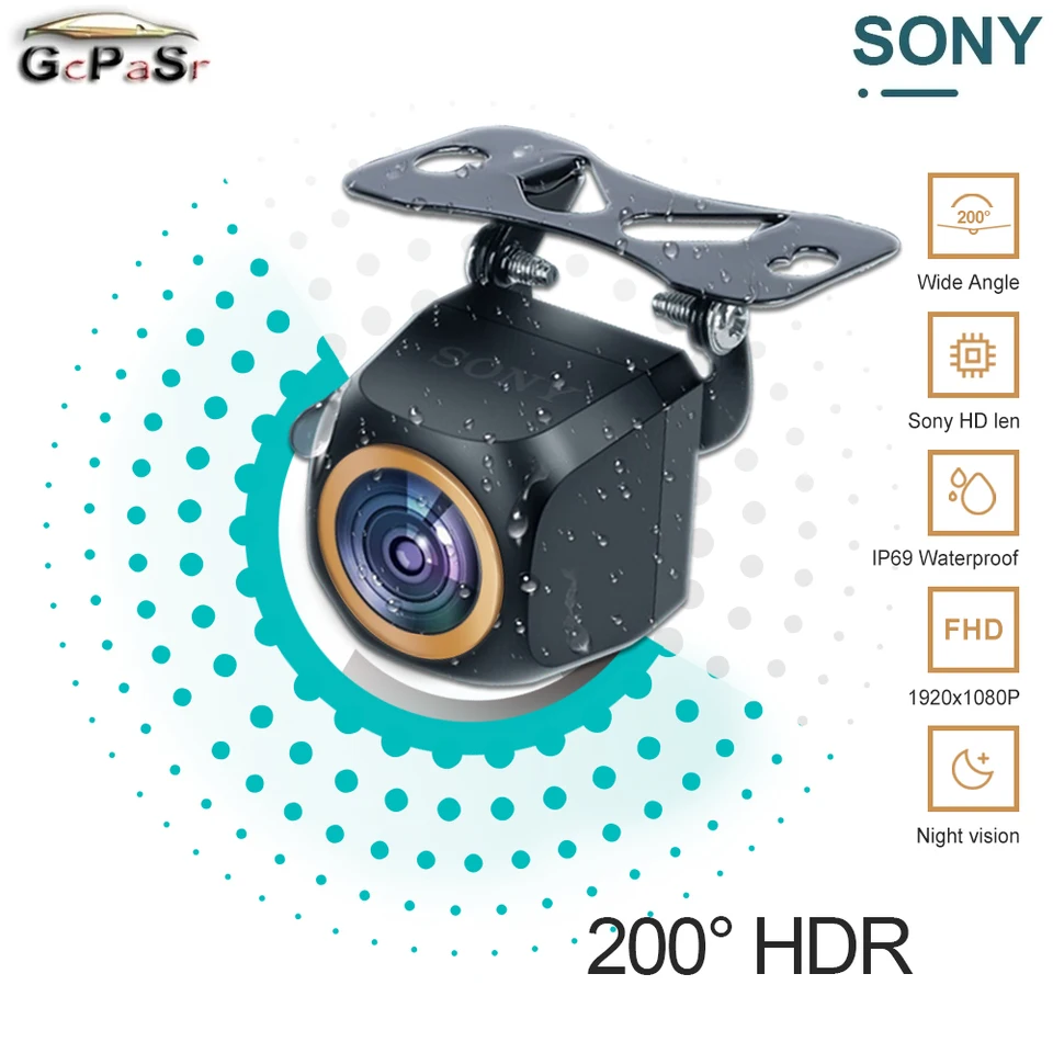 GCPASR AHD 1920x1080p Zadný pohľad na auto Camera 200 ° Fisheye Zlatý objektív Plné HD Night Vision Vozidlo
