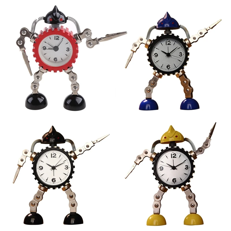 Gear Robot Desktop Alarm pre kreatívne študent ticho pre časové hodiny pre domácu spálňu Office Desto Detská dekorácia