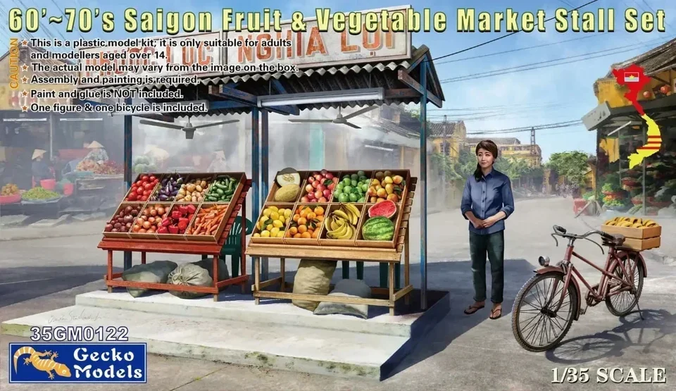 Gecko 35GM0122 1/35 SCAE 60 '-70's Saigon Fruit & Agintear Market Set plastová modelová súprava