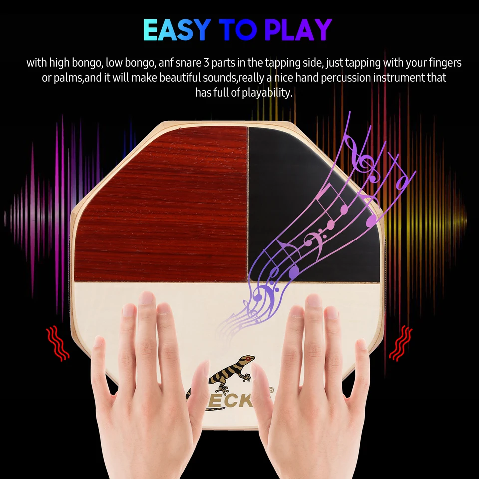 Gecko SD6 Cajon Hand Drum Drum Percussion Instrument s prenosným vreckom prenosný na cestovanie