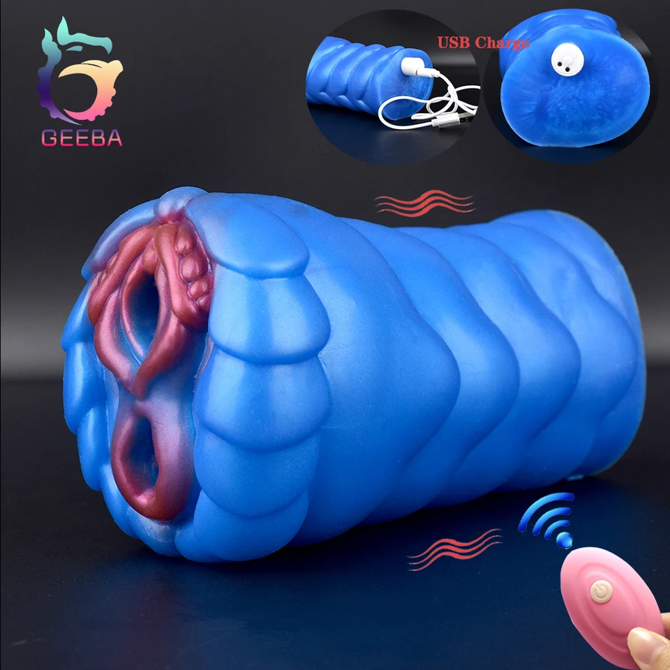 Geeba nový mužský vibrácia masturbátor Fantasy drak masturbácia pohár s vibráciami pre dospelých sexuálne hračky realistické vagína vreckové mačička