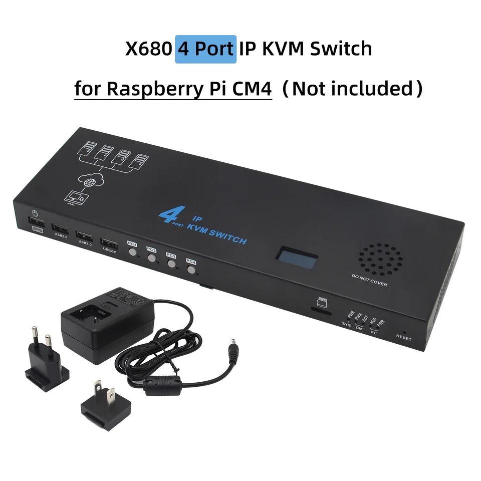 Geekworm X680 4 Port IP KVM prepínač pre Raspberry Pi CM4 Open-Source KVM nad IP, podpora PIKVM V3