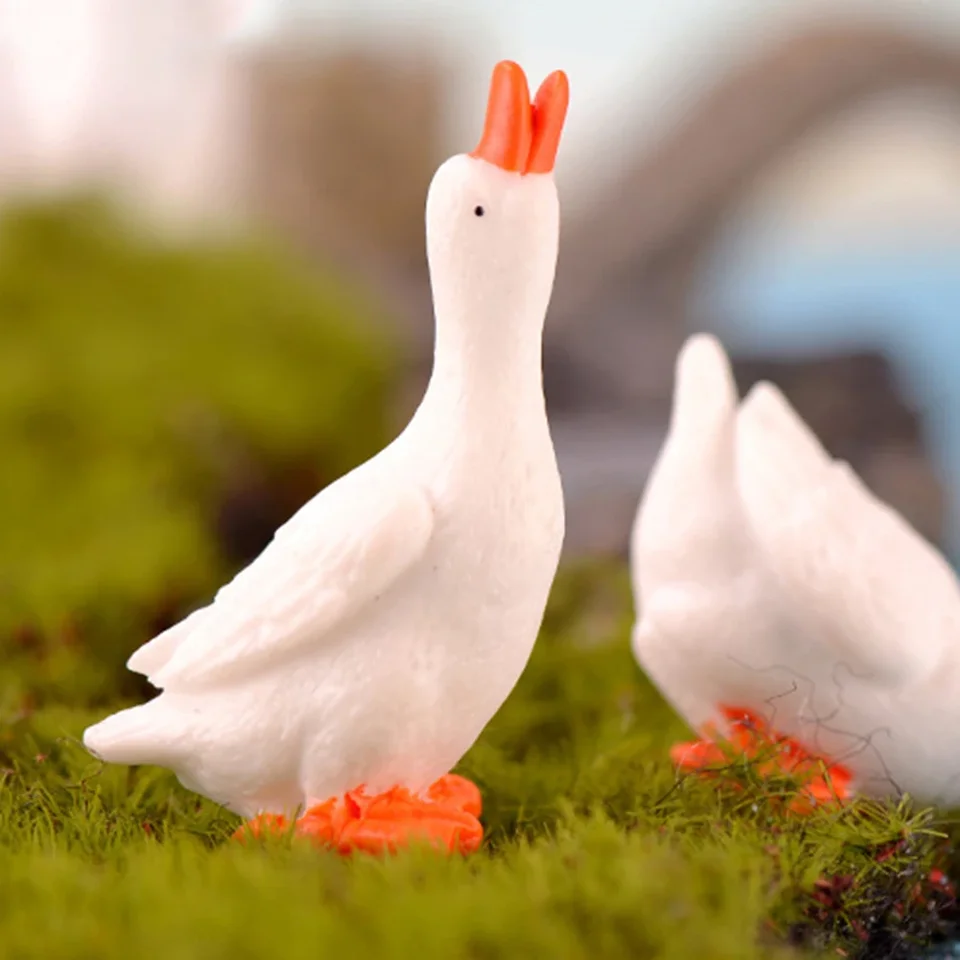 Geese Figurín Table White Swan 1 Set 3ks Príslušenstvo Miniatúrne živice ozdoby zvierat dekorácie Dekorácie záhrada