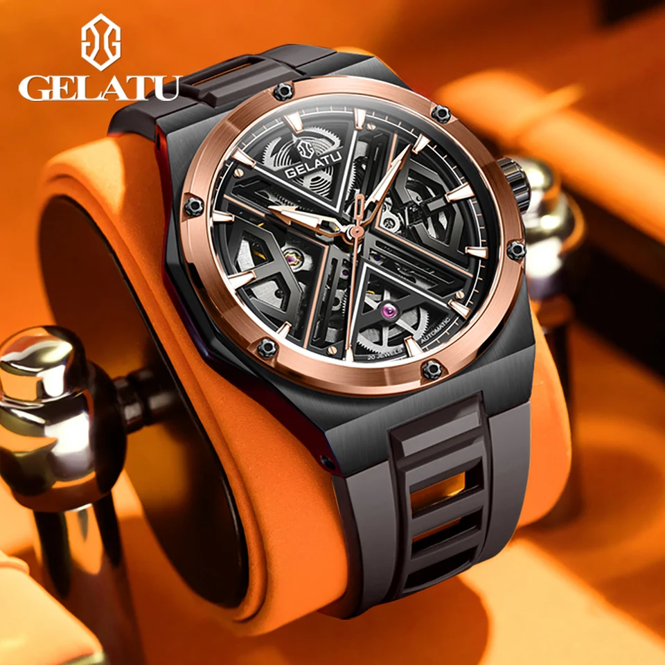 Gelatu Top Luxury Brand Pánske hodinky Vodotesný trend Automatické mechanické hodinky Móda Originálne mužské zápästie Watch Darček